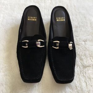 Stuart Weitzman Black Suede Heeled Mules 6 1/2